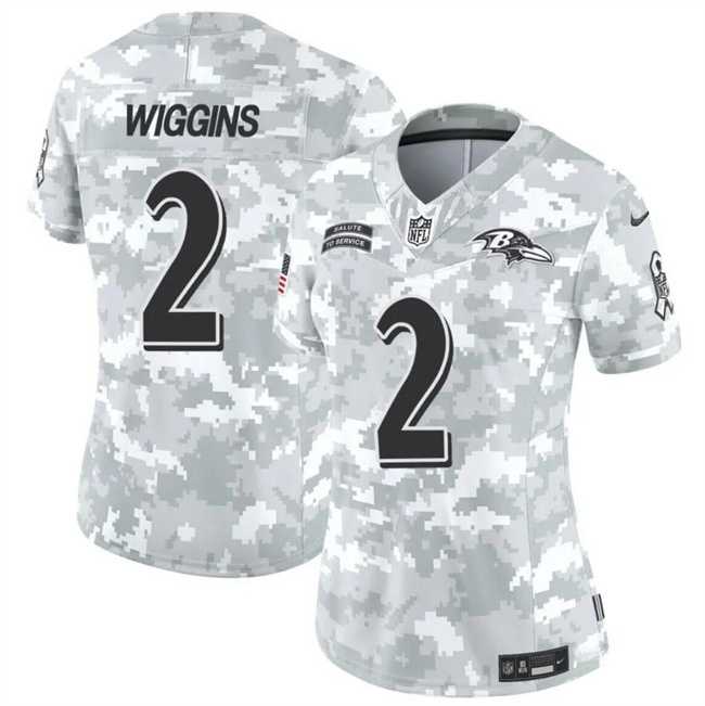 Womens Baltimore Ravens #2 Nate Wiggins 2024 F.U.S.E Arctic Camo Salute To Service Limited Stitched Jersey Dzhi